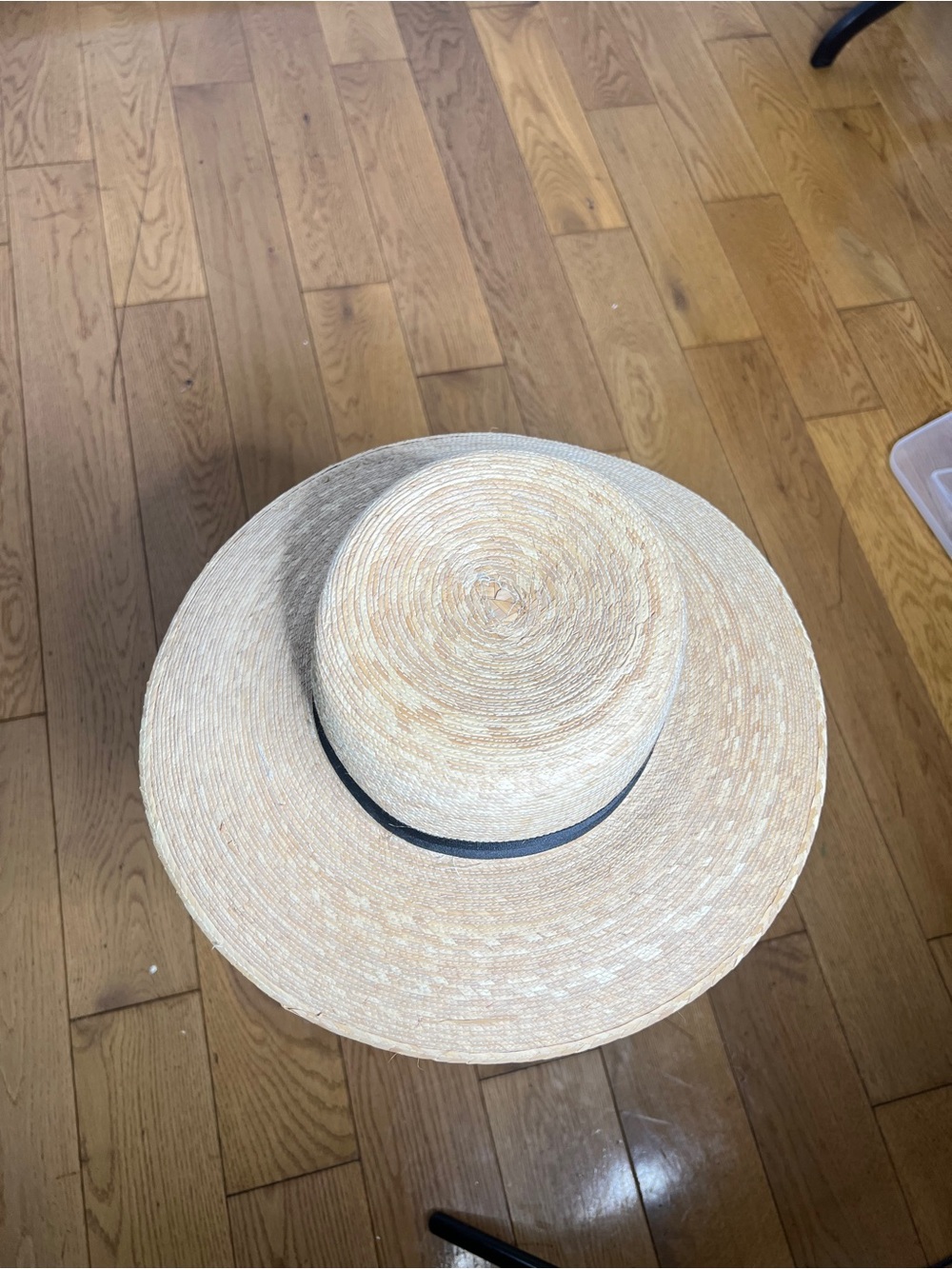 Wide Brim Straw Boater Hat with Black Band - Picture 5 of 5